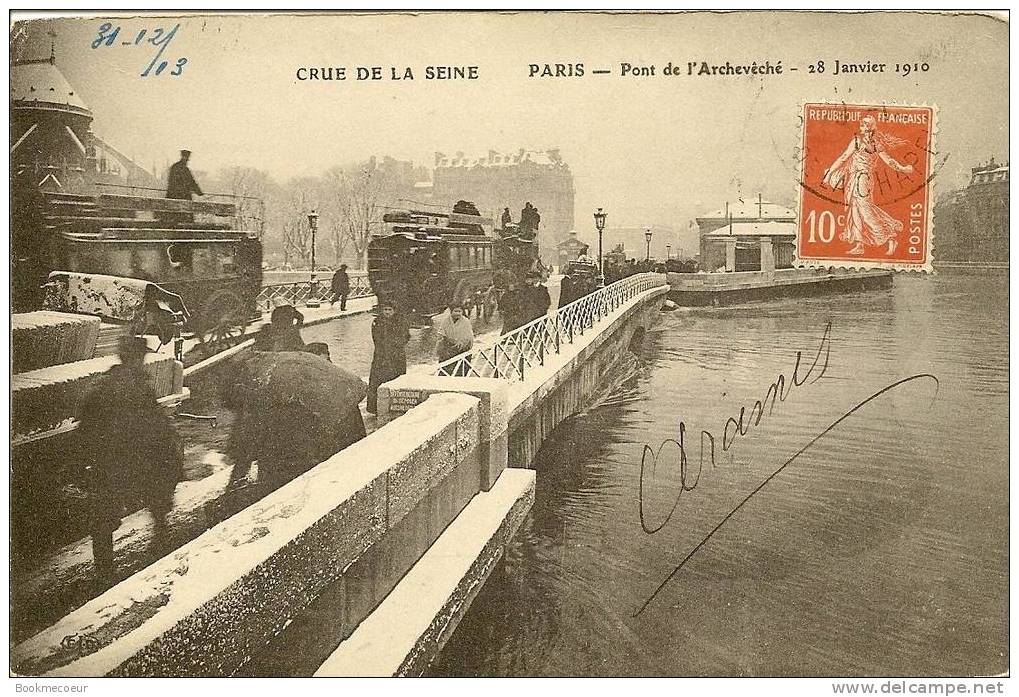 75 PARIS PONT DE L´ARCHEVECHE  CRUE DE LA SEINE  28 JANVIER 1910  C 1852 - Inondations De 1910