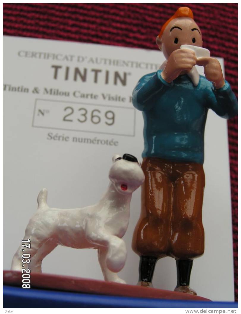 2005 TINTIN MILOU CARTE VISITE RACKHAM  7CMHAUT BASE En Metal  CERTIFICAT BOITE - Tintin