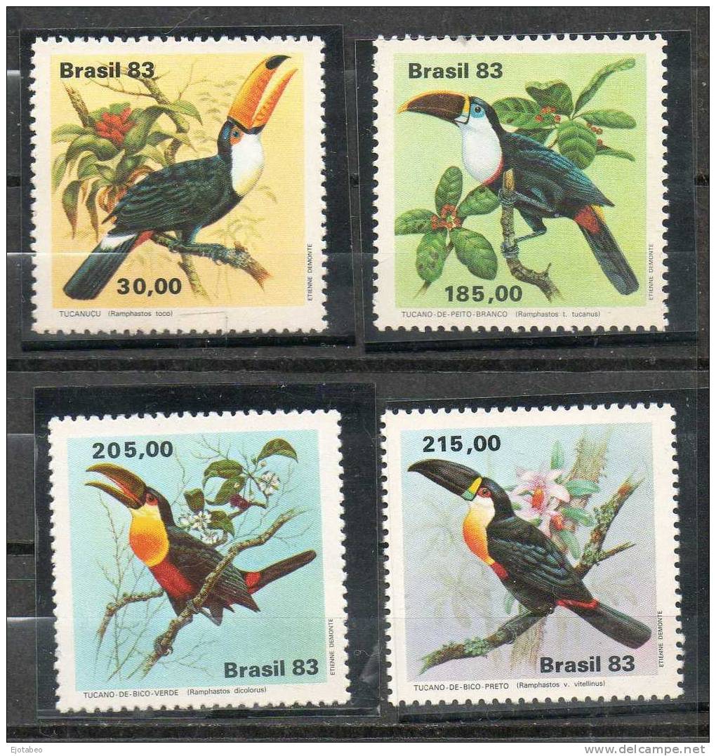 56  -Brasil 1983- Yvert 1600/603 Ss Mint TT:Tucanes  : Fauna, Aves, Tucanes, Flora, Flores - Neufs