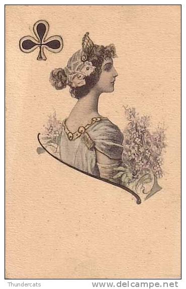 CPA CARTE ART NOUVEAU DAME FEMME JEU DE CARTES ** ART NOUVEAU LADY PLAYING CARDS - Before 1900