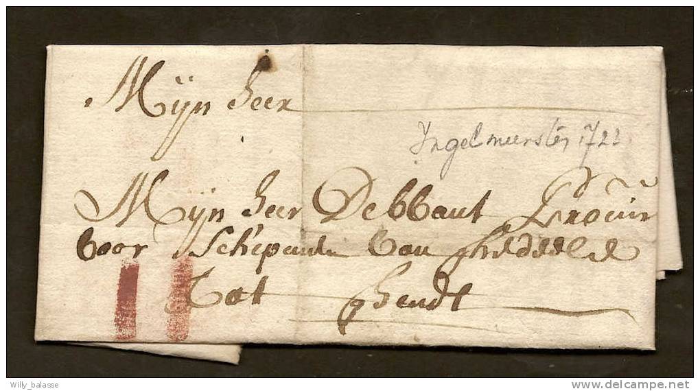 Belgique Précurs 1723 Lettre Datée D´ Ingelmunster Avec Port M à La Craie Rouge - 1714-1794 (Austrian Netherlands)