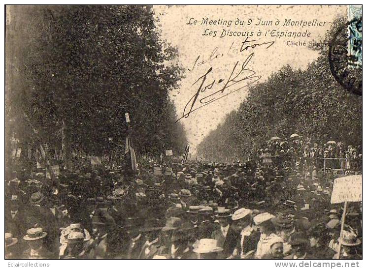 Montpellier..Les Troubles Du Midi...Les Discours A L'esplanade - Montpellier