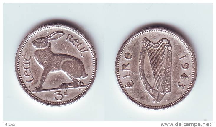 Ireland 3 Pence 1943 - Irlanda