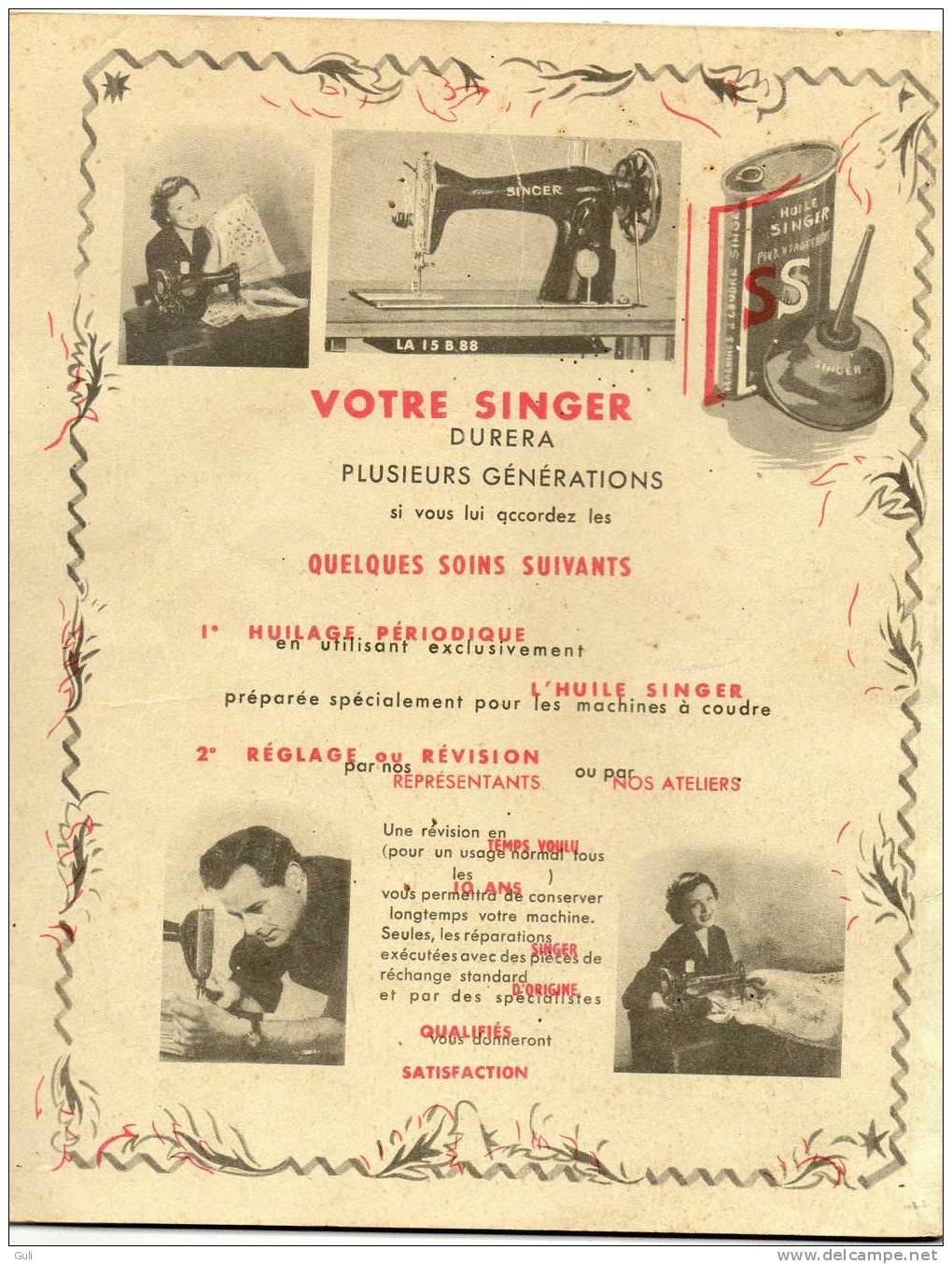 GUIDE-Livre-Manuel- Publicité SINGER-Machine à COUDRE-Conseils d'Utilisation-64 pages-année: 1952-Format =21 x 27 cms-