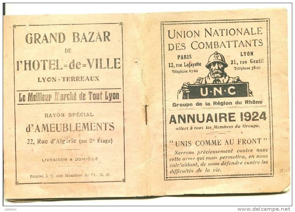 UNC 1924 UNION NATIONALE DES COMBATANTS 110X135 MM 96 PAGES - Dokumente