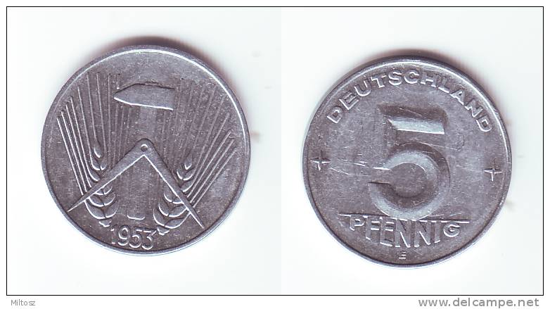 Germany DDR 5 Pfennig 1953 E - 5 Pfennig