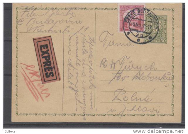 Tchècoslovaquie - Entier Postal Expres De 1933 - Brieven En Documenten