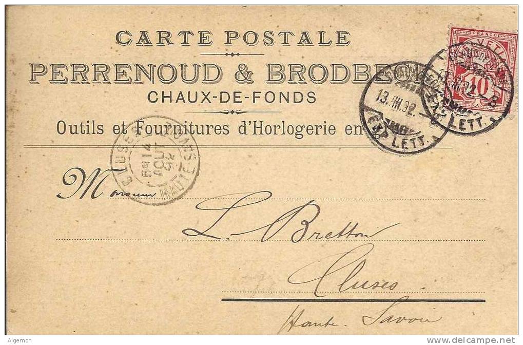 1678 - Carte Perrenoud & Brodbeck  La Chaux De Fonds 13.08.1892 - Horlogerie