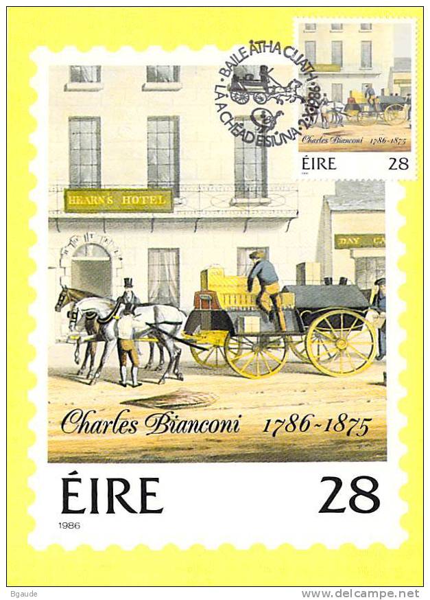 IRLANDE CARTE MAXIMUM NUM YVERT  612 CHARLES BIANCONNI - Cartes-maximum