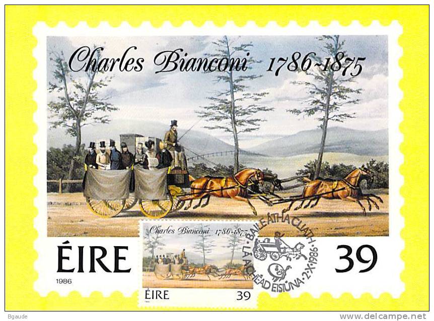 IRLANDE CARTE MAXIMUM NUM YVERT  613 CHARLES BIANCONNI - Tarjetas – Máxima