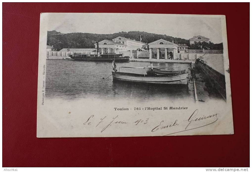 1903 PRECURSEUR TOULON 83 HOPITAL DE SAINT MANDRIER PORT BARQUE -POINTU BATEAU-POUR:AIN- ABID-  ALGERIE-TADAT SALON -13 - Saint-Mandrier-sur-Mer