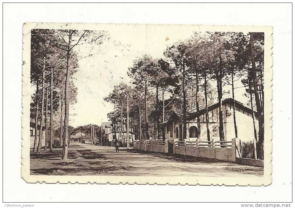 Cp, 40, Mimizan-Plage, Une Rue De La Ville D'Hiver, Voyagée 1937 - Mimizan Plage