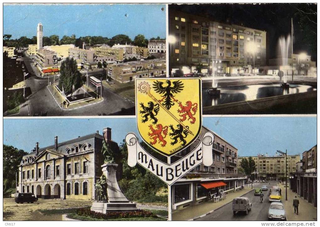 MAUBEUGE VUE GENERALE  ET GRUSS  CIRC 1967  EDIT LA CIGOGNE - Maubeuge