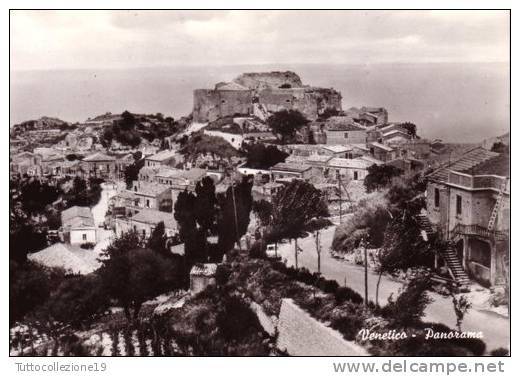 VENDO N.1CARTOLINA DI VENETICO(ME)PANORAMA FORM.GRANDE IN BIANCO E NERO VIAGGIATA NEL1950 CIRCA CON FRANCOBOLLO PERFETTA - Messina