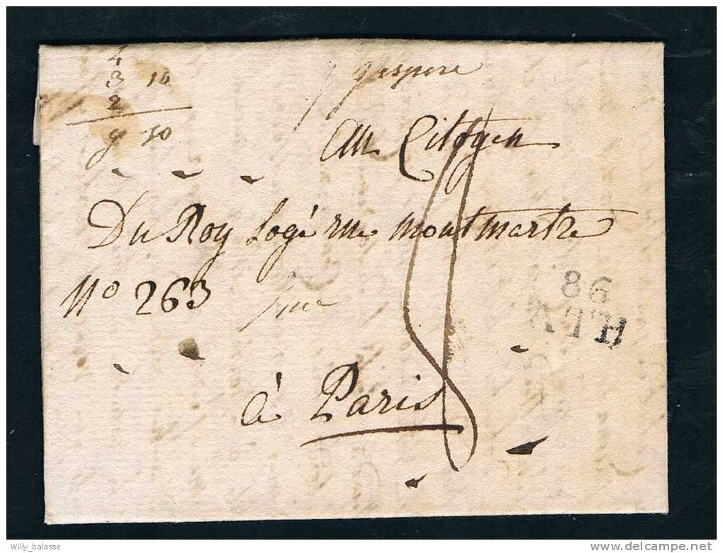 Belgique Précurseur 1798 Lettre Avec Marque "86/ATH" + 8 Pour Paris. - 1794-1814 (Französische Besatzung)