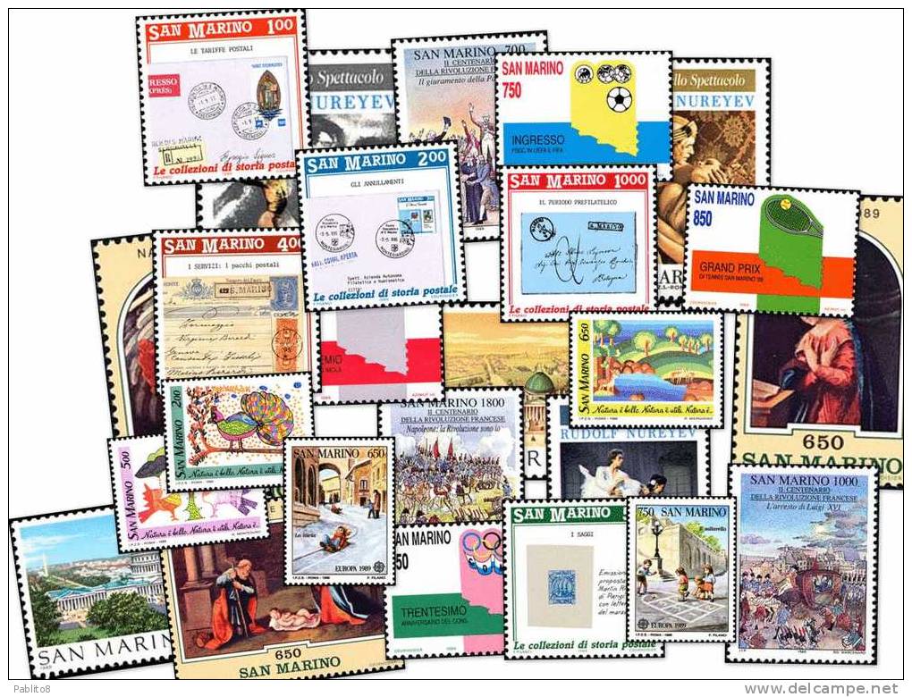 REPUBBLICA DI SAN MARINO 1989 ANNATA COMPLETA COMPLETE SET USATA USED OBLITERE' - Annate Complete