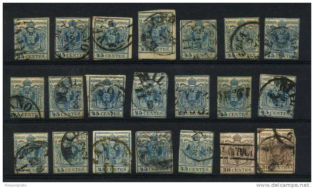 LOT de plus de 300 timbres de la 1° serie de LOMBARDO-VENETIE TOUTS ETATS pour ETUDE