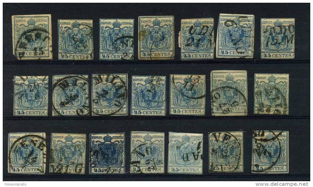 LOT de plus de 300 timbres de la 1° serie de LOMBARDO-VENETIE TOUTS ETATS pour ETUDE