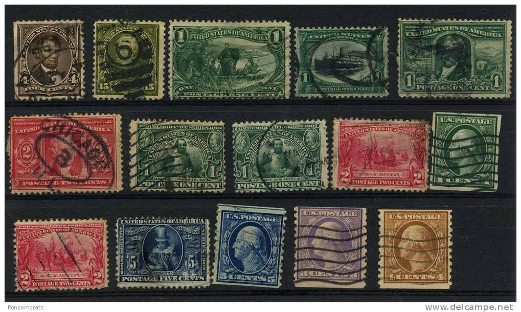 PETIT LOT DE TIMBRES ANCIENS DES ETATS -UNIS Sur 4 Plaquettes - Collections