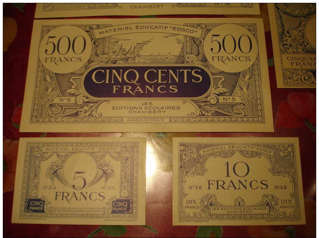 TRES RARE SERIE COMPLETE De 8 Billets Scolaires EDSCO (CHAMBERY) . - Fictifs & Spécimens