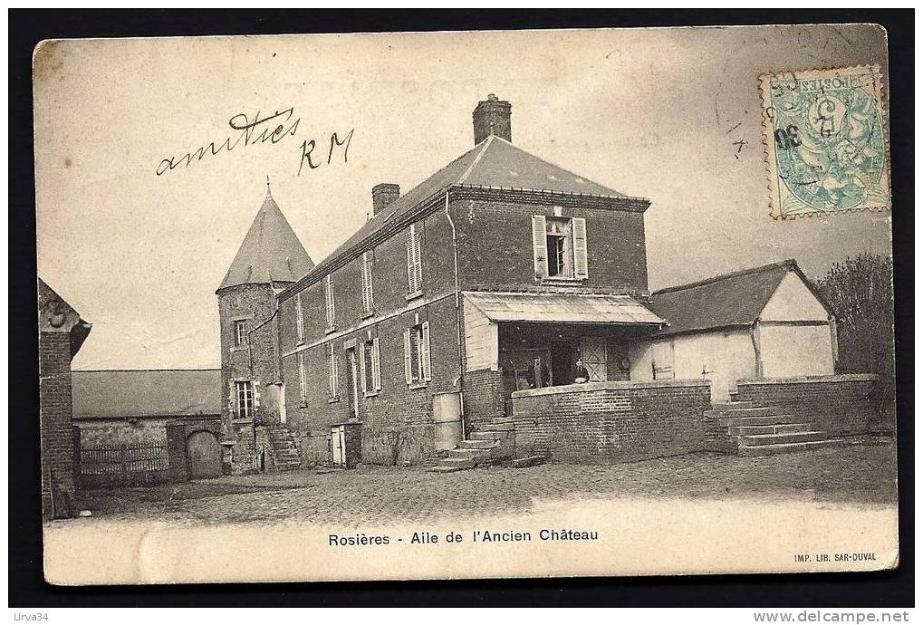 CPA  PRECURSEUR- FRANCE- ROSIERES (60)- AILE DE L'ANCIEN CHATEAU EN 1900- LA TOUR- GROS PLAN- ANIMATION - Autres & Non Classés