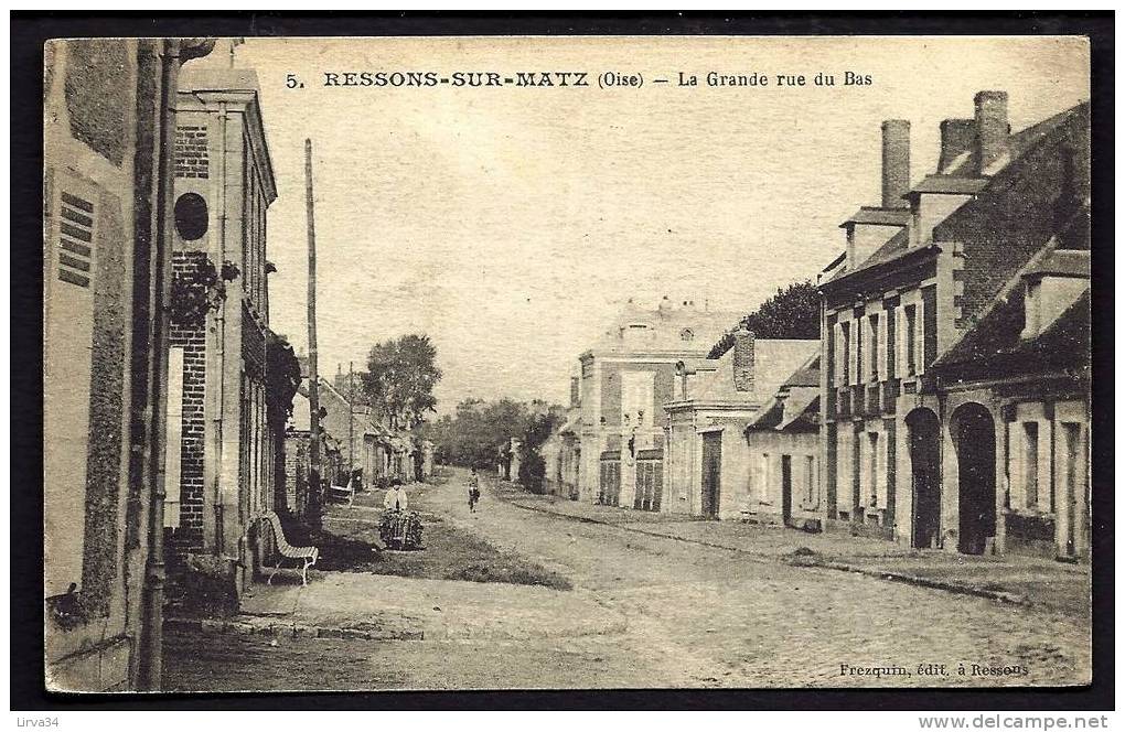 CPA  ANCIENNE- FRANCE- RESSONS-SUR-MATZ (60)- LA GRANDE RUE DU BAS EN GROS PLAN AVEC ANIMATION - Ressons Sur Matz