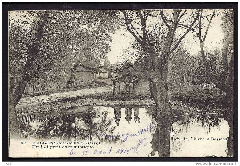 CPA  ANCIENNE- FRANCE- RESSONS-SUR-MATZ (60)- UN JOLI COIN RUSTIQUE AVEC BELLE ANIMATION- SUPERBE MIROIR D'EAU - Ressons Sur Matz