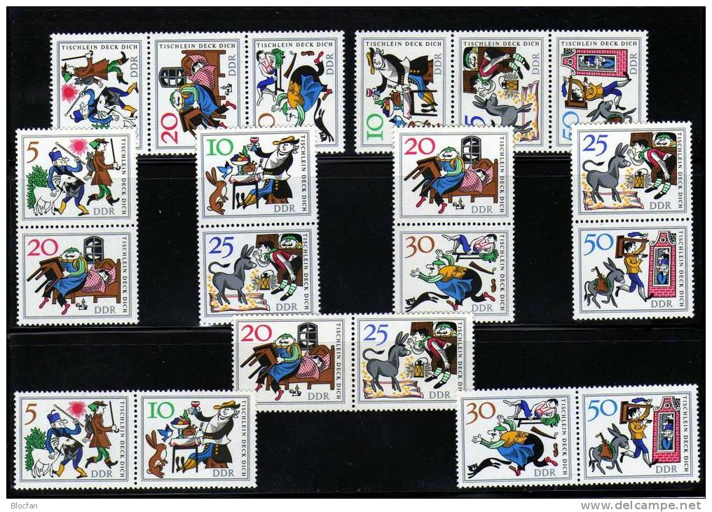 Tischlein Deck Dich 1966 Märchen Gebrüder Grimm DDR 1236/1,9ZD Plus Kleinbogen ** 20€ Märchenszene Sheetlet From Germany - Se-Tenant