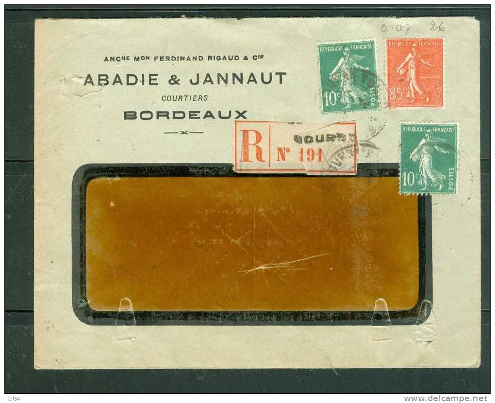 Lettre Recommandée De Bordeaux  Affranchie à 1,05 Fr ( Maury N° 204+ 159 X 2 ) Le 21/07/1925 - Bb11014 - Storia Postale