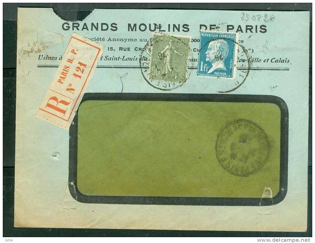 Lettre Recommandée De Paris RP  Affranchie à 1,50 Fr ( Maury N° 179+ 198 ) Le 25/08/1926 - Bb11015 - Covers & Documents