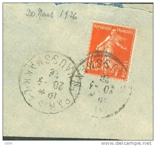 Lettre Recommandée De Paris 47  Affranchie à 1,05 Fr ( Maury N° 195 SEUL  ) Le 20/03/1926 - Bb11016 - Storia Postale