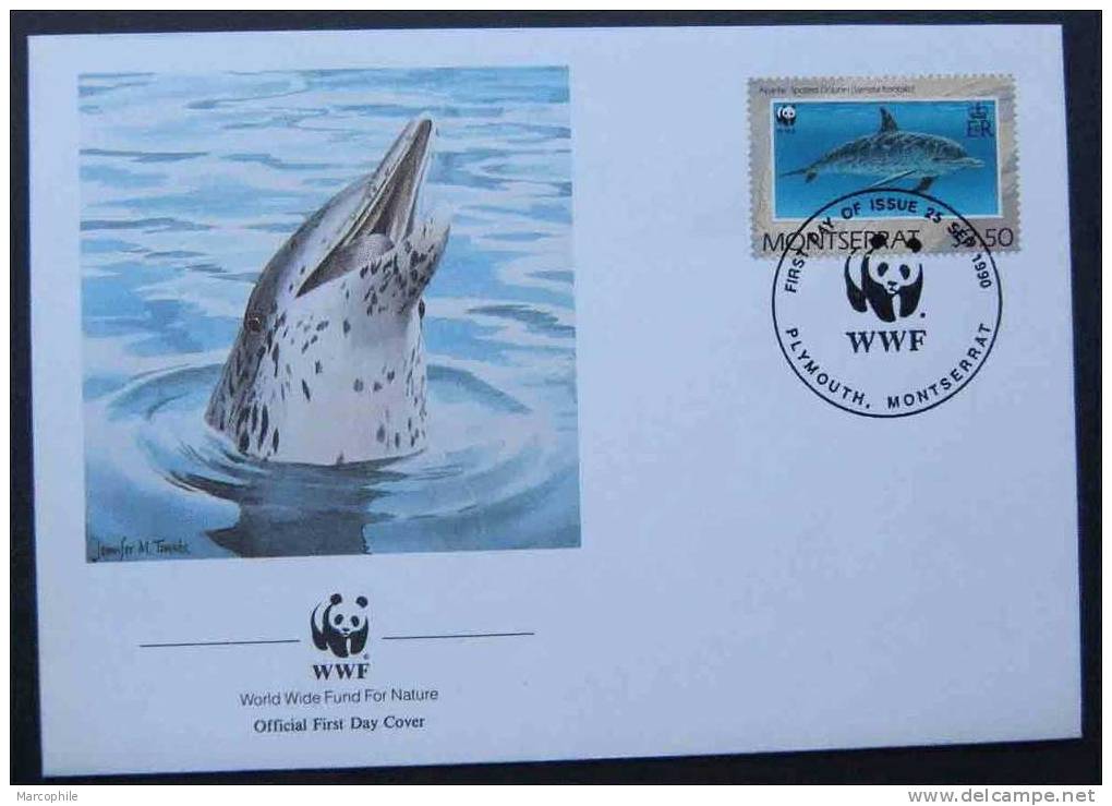 DAUPHINS - DELPHIN - WWF  /  1990 MONTSERRAT ENVELOPPE FDC (ref 978) - Dolphins
