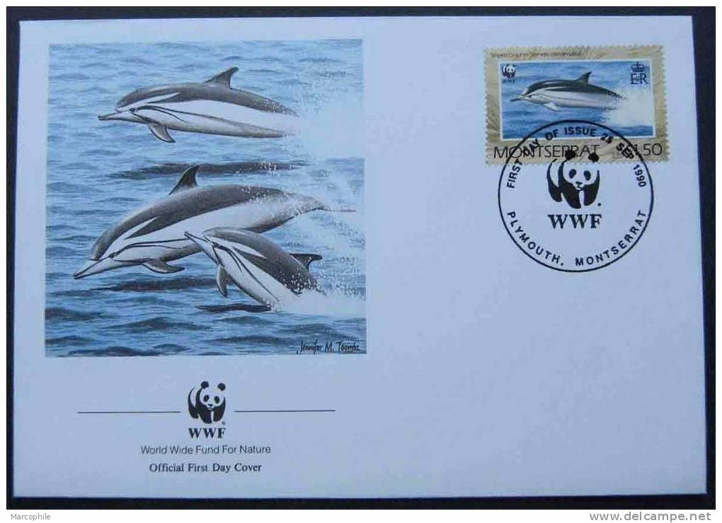 DAUPHINS - DELPHIN - WWF  /  1990 MONTSERRAT ENVELOPPE FDC (ref 977) - Dolphins
