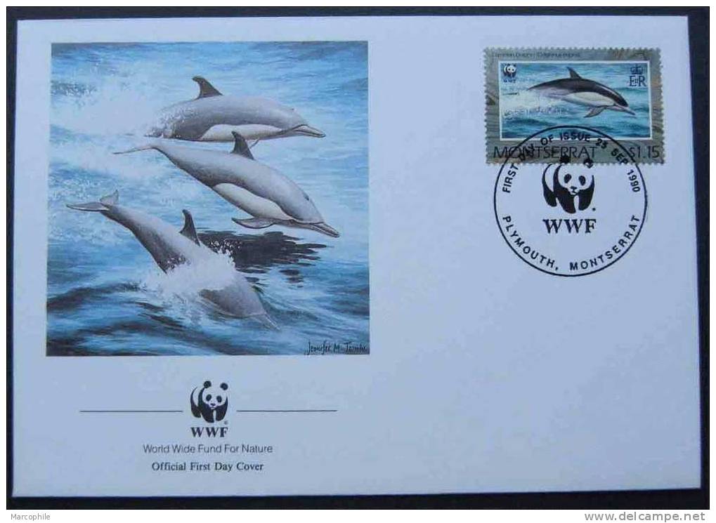 DAUPHINS - DELPHIN - WWF  /  1990 MONTSERRAT ENVELOPPE FDC (ref 976) - Dolphins