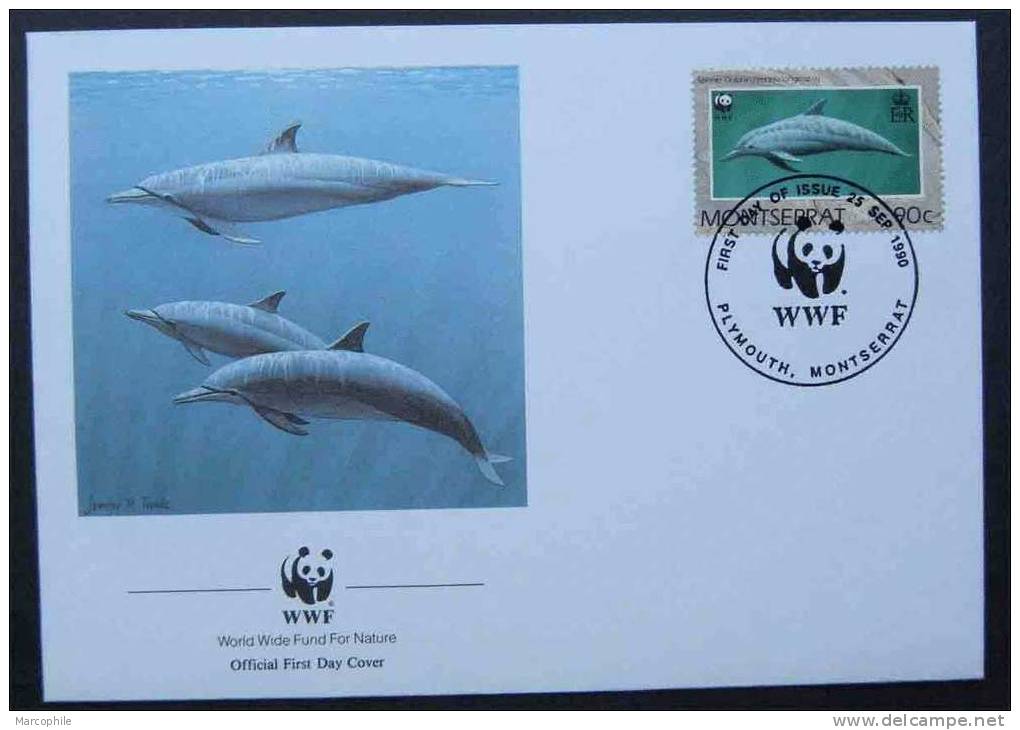 DAUPHINS - DELPHIN - WWF  /  1990 MONTSERRAT ENVELOPPE FDC (ref 975) - Dolphins