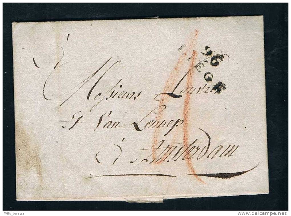 Belgique Précurseur 1803 Lettre Avec Marque "96 LIEGE" + Taxation 2 à La Craie Rouge. - 1794-1814 (Période Française)