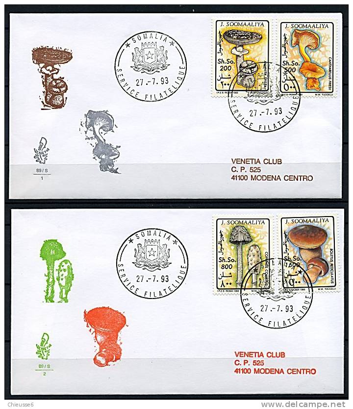 Somalie Ob. N° 415 à 418 - Env. 1er Jour - Champignons (5 P1) - Somalië (1960-...)