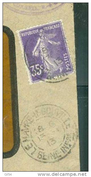 Lettre Recommandée De Graville  Affranchie à 0,35 Fr ( Maury N° 136 II ) Le 13/01/1913 - BB11103 - Storia Postale