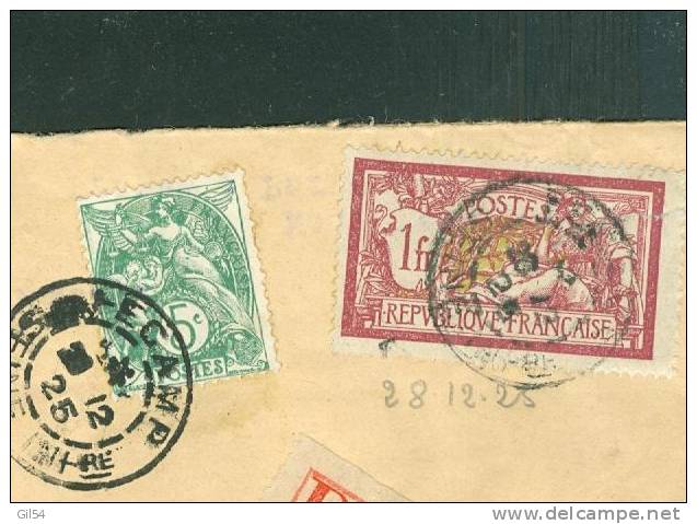 Lettre Recommandée De Fécamp Affranchie à 1,05 Fr  ( Maury N°121 + N°111) Le 15/02/1924 - Bb11106 - Storia Postale