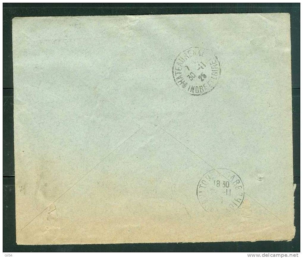 Lettre Recommandée De Chateau Gontier  à 1,05 Fr  ( Maury N°192 X 3 + 111 X 3) Le 28 /11/1925 - Bb11108 - Covers & Documents