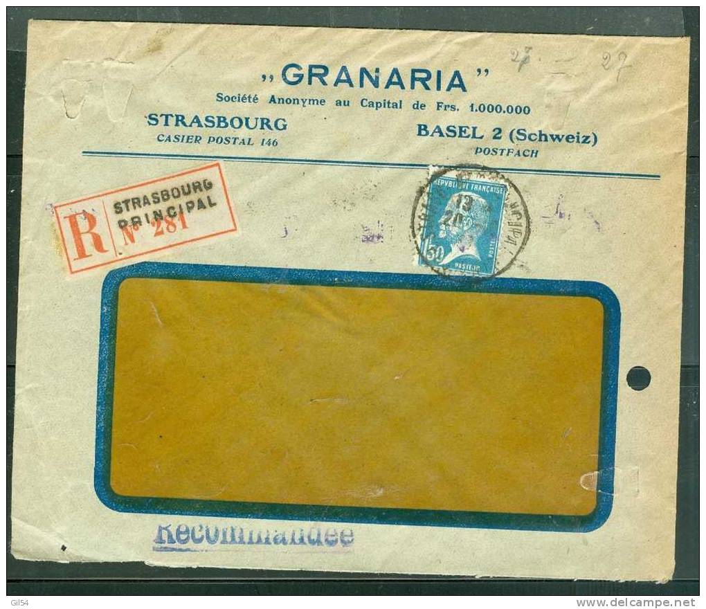 Lettre Recommandée  De  Strasbourg  à 1,50 Fr ( Maury N°181  Seul  ) Le   20/10/1927 - Bb11205 - Brieven En Documenten