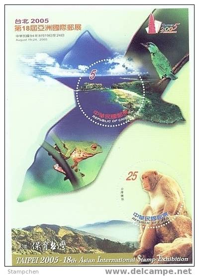 2005 Conservation Stamps S/s Monkey Bird Frog Circular Mount Fauna  Island Ocean - Affen