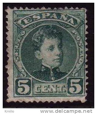 Edifil 242(*) 1901 Alfonso XIII Cadete 5 Cts Verde Nuevo. - Nuevos