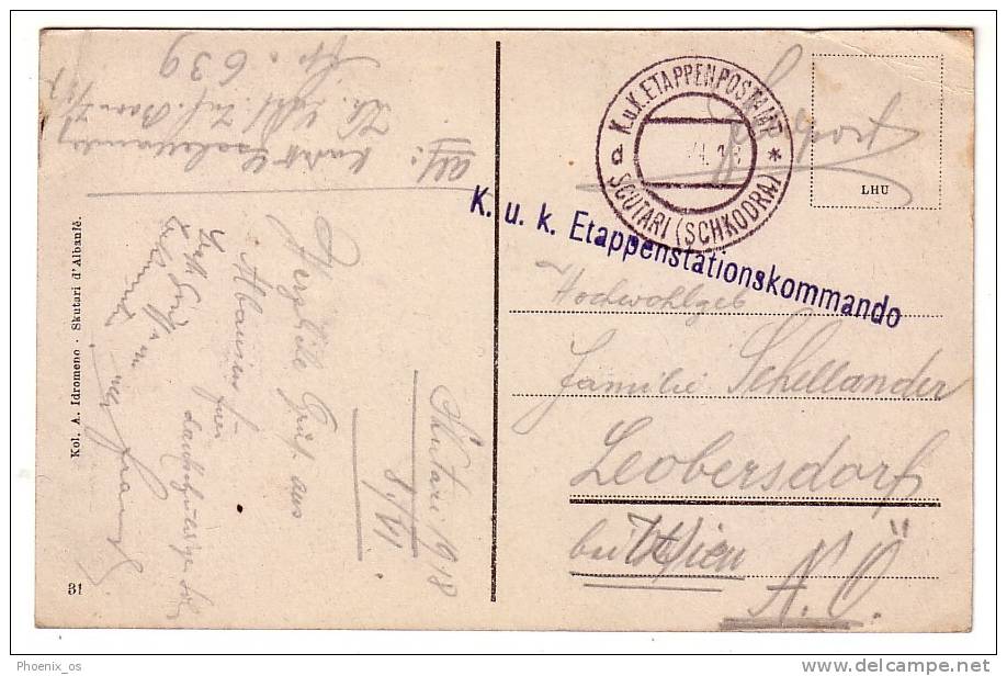 ALBANIA - Scutari, (Shkodra), Panorama, K. U K. Etappenpostant, Year 1918 - Albanie