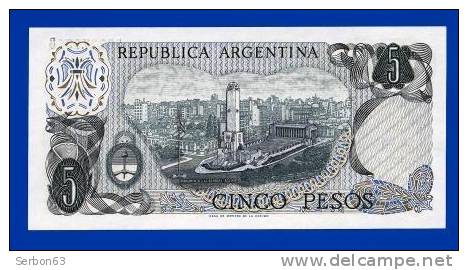 BILLET MONNAIE NEUF AMERIQUE DU SUD 5 PESOS REPUBLIQUE ARGENTINE DEUX SIGNATURES N°55. 227. 936. B GENERAL BELGRAND