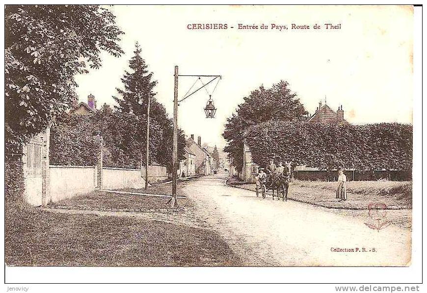 CERISIERS  ROUTE DE THEIL ET SON ATTELAGE. REF 7263 - Cerisiers