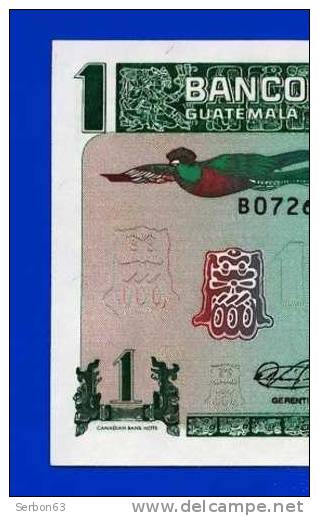 BILLET MONNAIE NEUF AMERIQUE CENTRALE 1 QUETZAL BANQUE DU GUATEMALA TROIS SIGNATURES N° B 0726689C GENERAL J.M ORELLANA - Guatemala