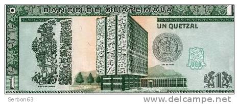 BILLET MONNAIE NEUF AMERIQUE CENTRALE 1 QUETZAL BANQUE DU GUATEMALA TROIS SIGNATURES N° B 0726689C GENERAL J.M ORELLANA