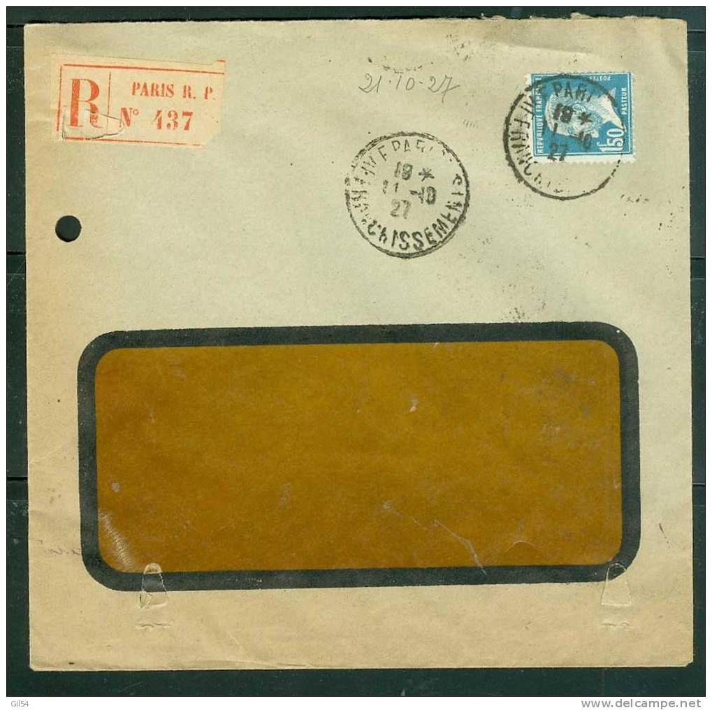 Lettre Recommandée De Paris RP  à 1,50 Fr ( Maury N° 181 SEUL ) Le 21/10/1927 -BB11210 - Lettres & Documents