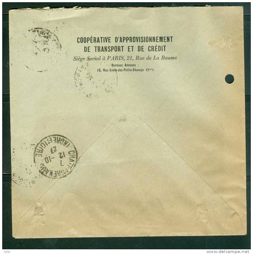 Lettre Recommandée De Paris RP  à 1,50 Fr ( Maury N° 181 SEUL ) Le 21/10/1927 -BB11210 - Brieven En Documenten